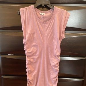 Splendid lavender ruched cotton shirt dress